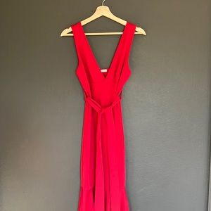 SheShow Red Sleeveless Ruffle Bottom Dress